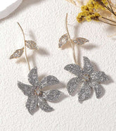 Full Of Diamond Flower Earrings