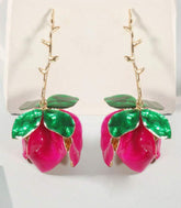 Enamel Alloy Metal Floral Dangle Earrings