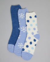 R&B 3 Pack Printed Winter Socks Blue (FREE SIZE)