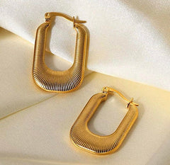 18K Gold Plated Stainless Statement Hoop Earrings