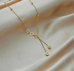 18k Gold Plated Zircon Long Pendant Necklace