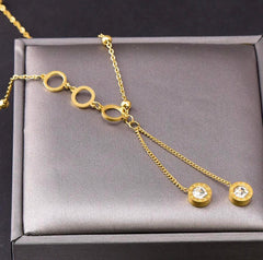 18k Gold Plated Zircon Long Pendant Necklace