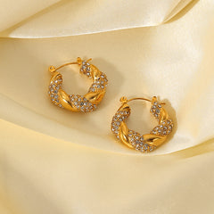 Cubic Zircon 18k Gold Plated Stainless Steel