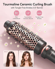 Wavytalk Thermal Brush, 1 1/2 inch Heated Round Brush with Detachable Head, Velvet Pouch and Dual Voltage for Travel, Easy to Create Blowout Look, Rose Gold
