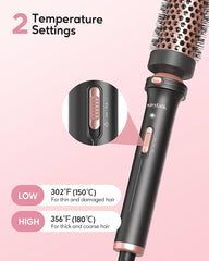 Wavytalk Thermal Brush, 1 1/2 inch Heated Round Brush with Detachable Head, Velvet Pouch and Dual Voltage for Travel, Easy to Create Blowout Look, Rose Gold