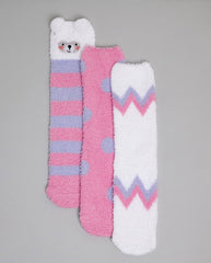 R&B 3 Pack Printed Winter Socks Purple (FREE SIZE)