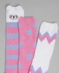R&B 3 Pack Printed Winter Socks Purple (FREE SIZE)