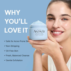 Arencia Fresh Blue Hyssop Rice Mochi Foaming Cleanser with Bentonite Clay for Oily Skin